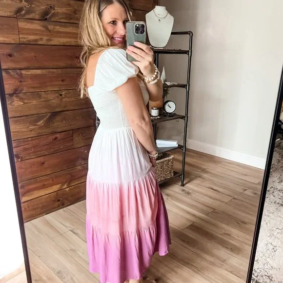 THE CALLIE PINK OMBRE DRESS - Picture 2 of 12